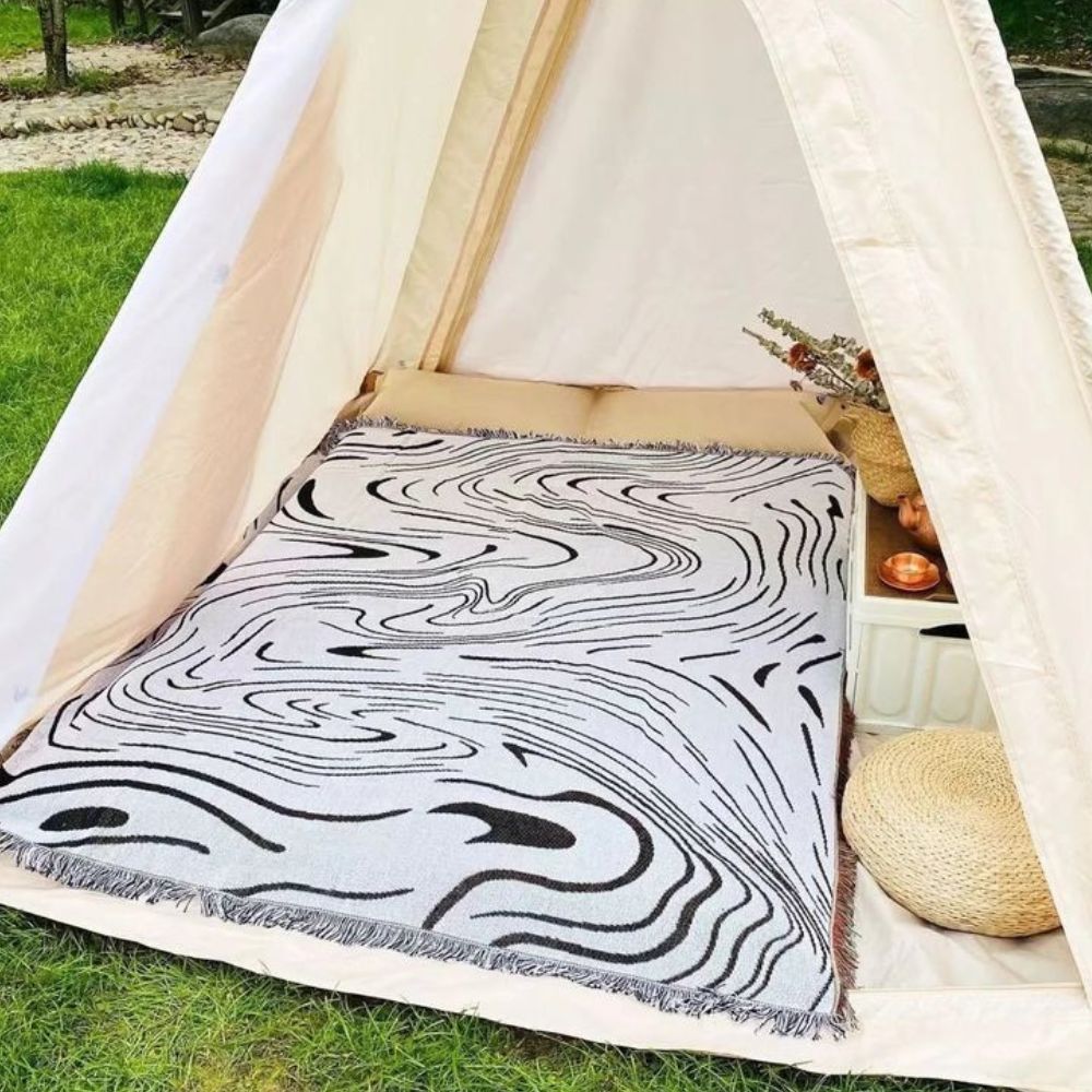 Marmorerad Vävd Pläd Carvallo