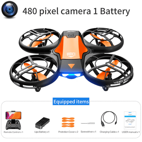Mini RC Drönare – 480P Kamera WiFi FPV, Höjdhållning och Vikbar Design-Radiostyrt-BB-Orange-Med 480P Kamera-1st Batteri-Hemnix