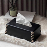 Sewn leather fabric box holder Carvallo