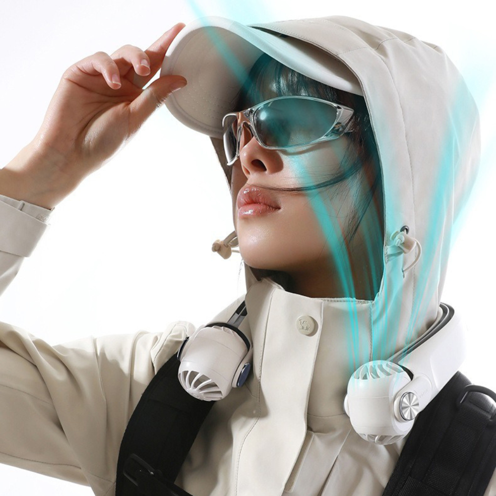 Luxora Bärbar Uppladdningsbar Sommar Resekylfläkt för Nacken Carvallo