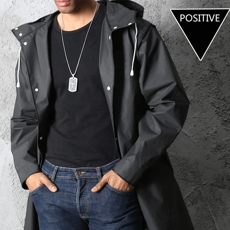 Stiligt Långt Svart Regnrock-Personligt-BB-Hemnix