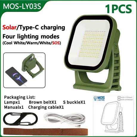 80W LED Solarbatteriladdad campinglampa med magnet och zoomfunktion Carvallo