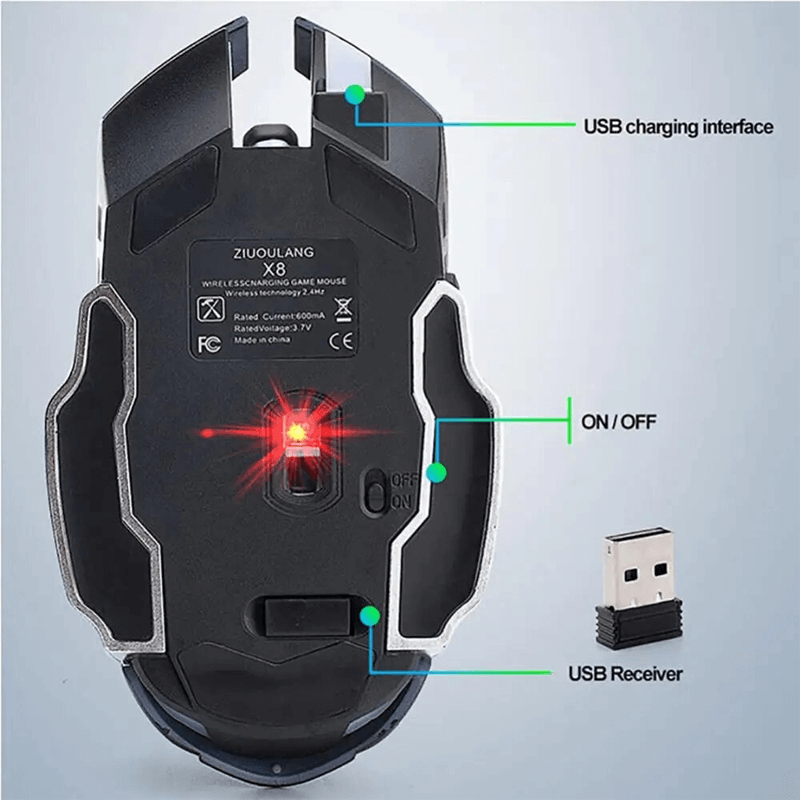Wolf X8 Trådlös Optisk Mus-Mouse-BB-Hemnix