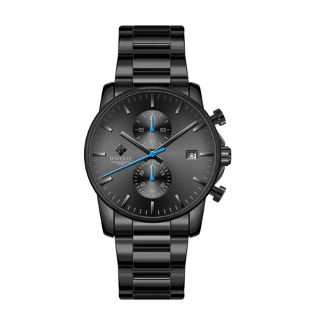 WWOOR | Affärsklocka för män-Watches for men-Hemnix-Stål Svart Blå-Hemnix
