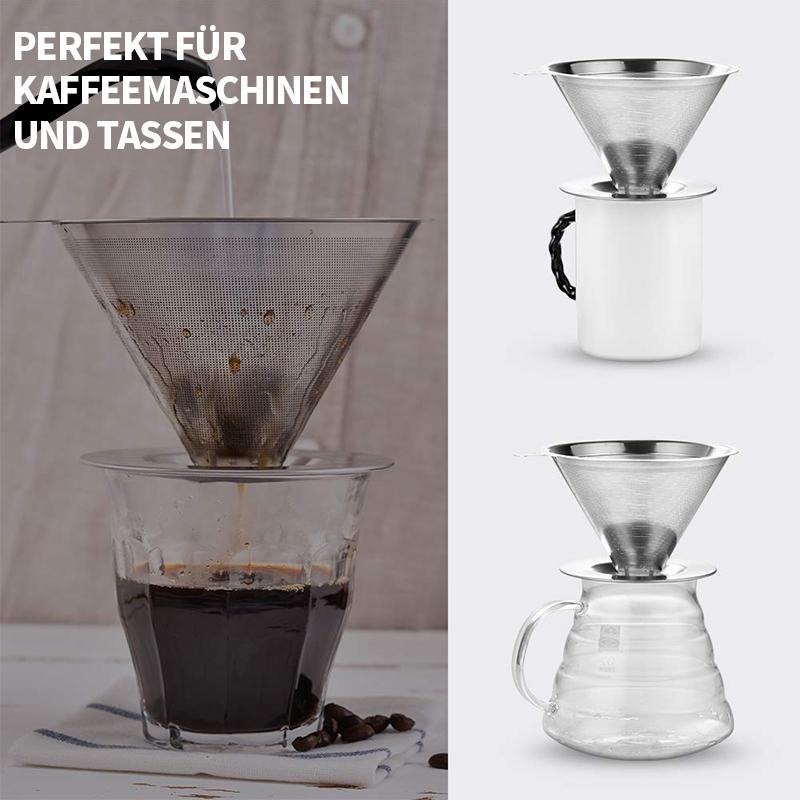 Carvallo Kaffeefilter i rostfritt stål | Fin sil & snabb avrinning | Ø 11,5–12,5 cm | Återanvändbar & Hållbar Carvallo