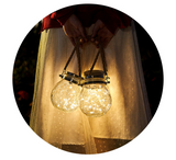 Solarlampa LED i glas – Dekorativ trädgår belysning med trådlampor och bärhandtag Carvallo