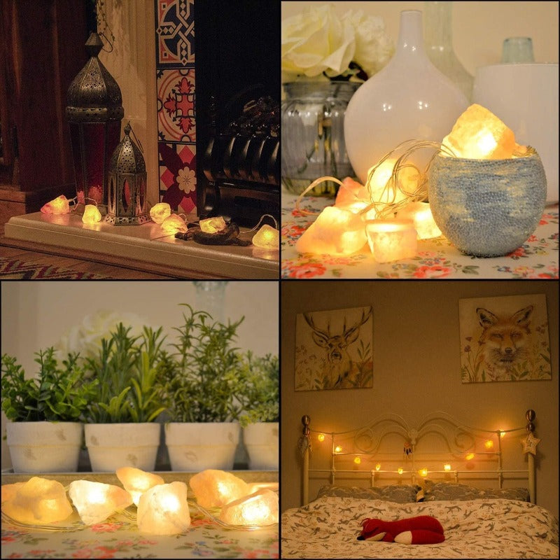 Royaleva Himalaya Salt String Lights - Portable Warm Amber Decor, Natural Crystal Carvallo