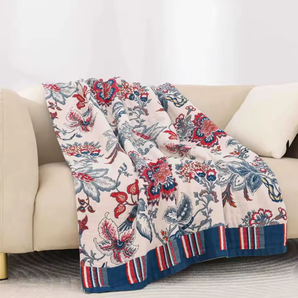 Retro Botanica Bliss Cotton Blanket Carvallo