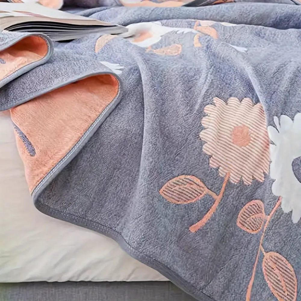 Zyphara Reversible Cotton Floral Blanket Carvallo