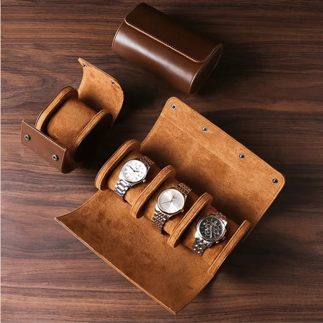ChronoVault Case – Bärbar Vintage-läder klockbox Carvallo