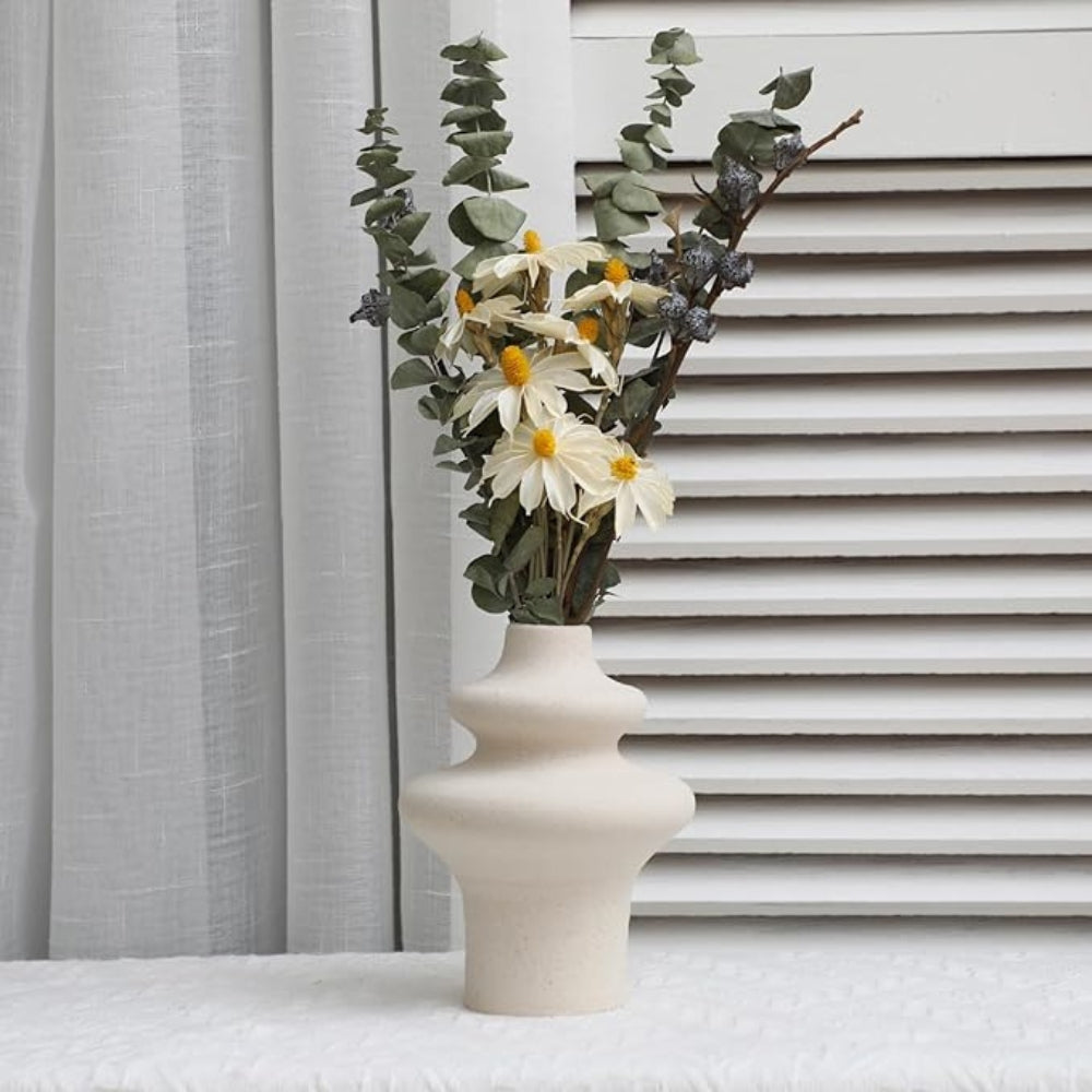 Nordisk Beige Keramisk Blomkruka Carvallo