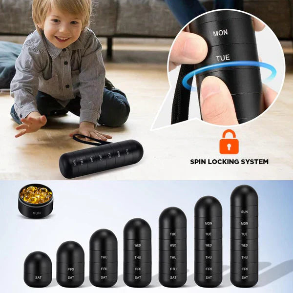 Luxora Aluminium 7 Dagar Bärbar Tablettorganisatör för Resa Carvallo