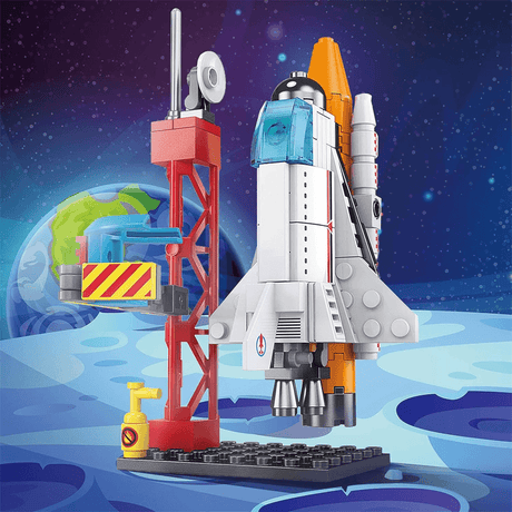 AstroPlay - Byggsats för Rymdraketer med Astronautfigur och Startrampsblock för Barn-Byggsats-BB-Hemnix