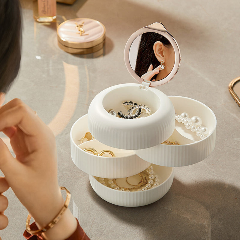 Carvallo – Stapelbar smyckeshållare med flera lager med kompakt spegel och elegant design Carvallo