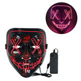 LED Skräckmask för Halloween & Maskerad | Purge-Inspirerad Blinkande Mask med 3 Ljuslägen – Justerbar & Säker EL-Wire Design-Utklädnad-BB-Rosa-Hemnix