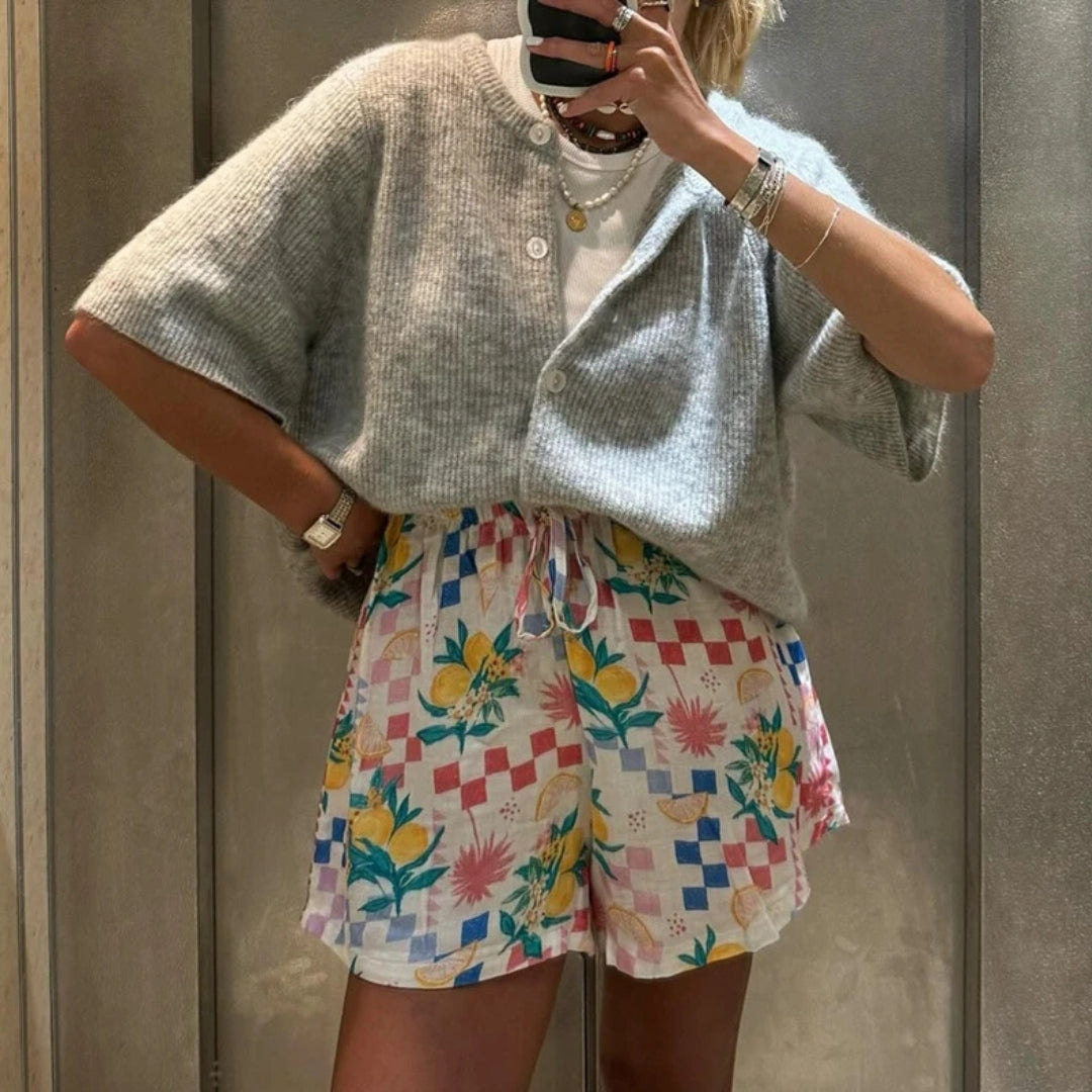 Jasmine™ Stickad Kofta med Halvlånga Ärmar-Hemnix-Grå-S-Hemnix