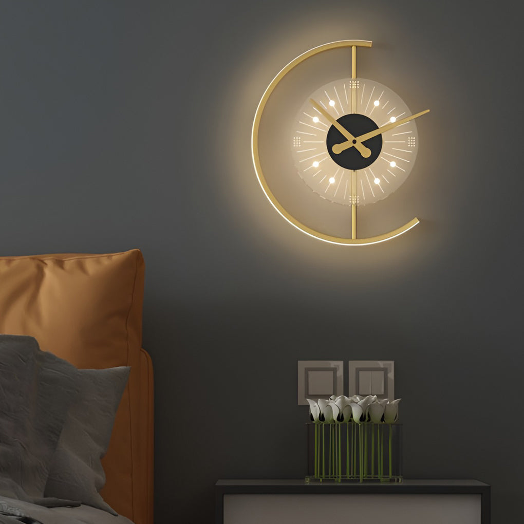 Väggklocka | Led-ljus | Tyst rörelse | Ambient glöd | Kreativ modern design Carvallo