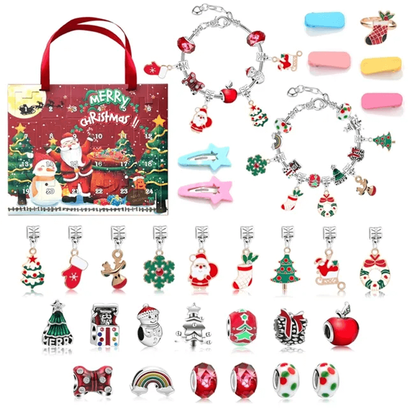 24 Dagar Julens Adventskalender Smyckesask - Berlocksarmband DIY-Jul-BB-Set 7-Hemnix