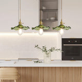 Art Nouveau Fluted Glass Pendant | Flower-Inspired Shade | H4.72in x D9.06-23.62in | Brass & Glass Craftsmanship | Brick by Brick Carvallo