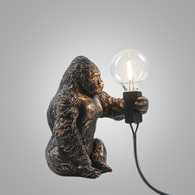 GorillaLux - Unik Gorilla Bordslampa | Modern Djurarmatur med Varm LED Belysning Carvallo