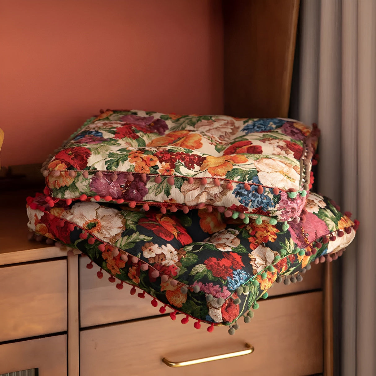 Retro Blommig Bohemisk Pälskudde Carvallo