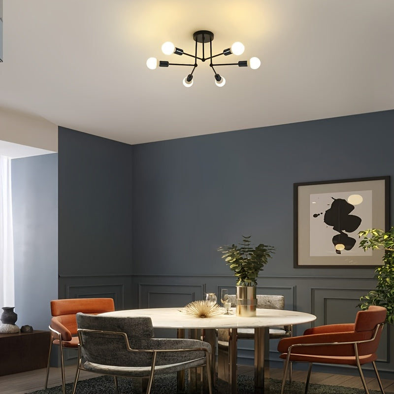 RetroLampa - Industriell 6-armad Taklampa Carvallo