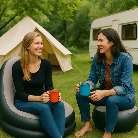 Uppblåsbart soffa med ottoman – Snabbt uppblåsbart & ideal för camping eller vardagsrum Carvallo