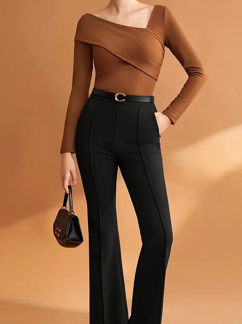 Dam Festtoppar Asymmetrisk Halsringning Polyester Trendig Design