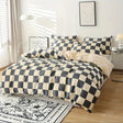 PureGrid - Mjukt rutigt täcke- och kuddfodralset Carvallo
