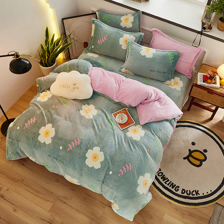 Tjock Fleece Varm Flanell Vinter Duvet Set Carvallo