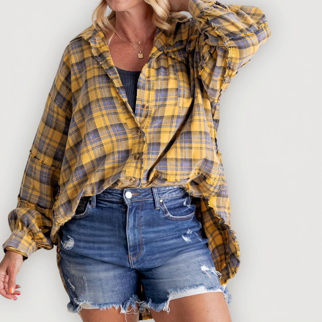 Emily™ Klassisk rutig flanell-Hemnix-Gul-S-Hemnix