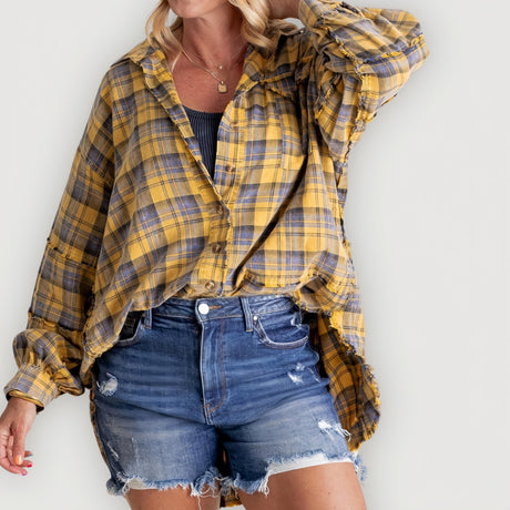 Emily™ Klassisk rutig flanell-Hemnix-Gul-S-Hemnix