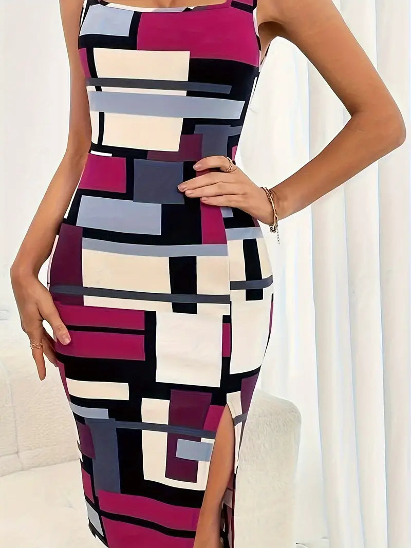 Dam Sommarklänning Färgblockad Figursydd Polyester-Klänningar-Bellasverige-Hemnix