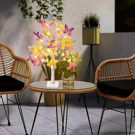 Carvallo Butterfly Light | 24 LED fjärilsbordslampa | USB- & batteridriven | För hem- & festdekoration Carvallo