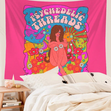 80's Retro Hippie Stil Vägghängande Tapestry 100% Polyester Carvallo