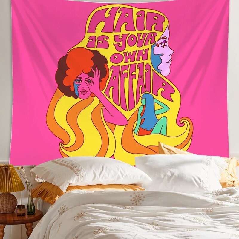 80's Retro Hippie Stil Vägghängande Tapestry 100% Polyester Carvallo