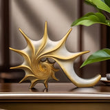 Elegant blå & guld snäckskulptur - Lyxig harts kustfantasi heminredningsdekor MILA Sverige