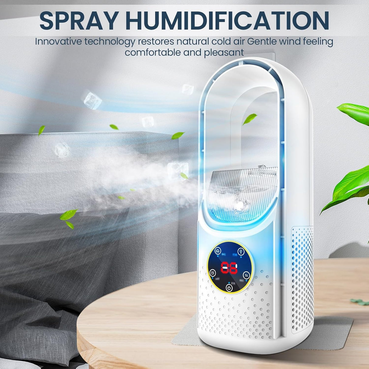 Royallure Bladeless Skrivbordsväkt 6-hastighets Bärbar Tyst Kylfläkt för Kontor och Hem Carvallo