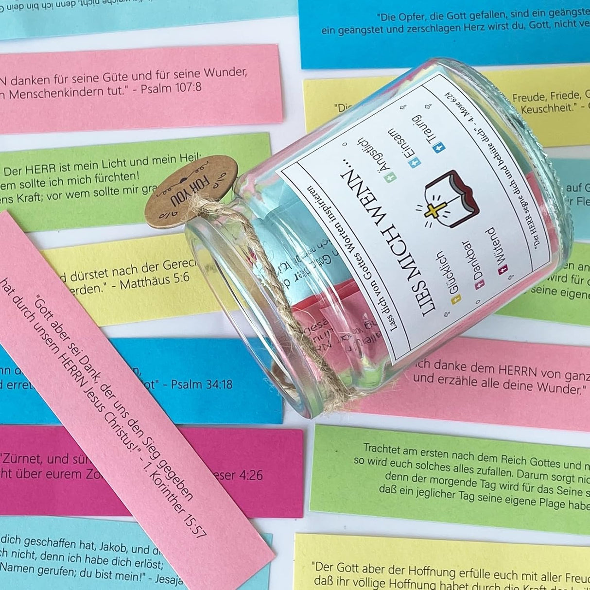 Handgjord 90-dagars bibelversglas Carvallo