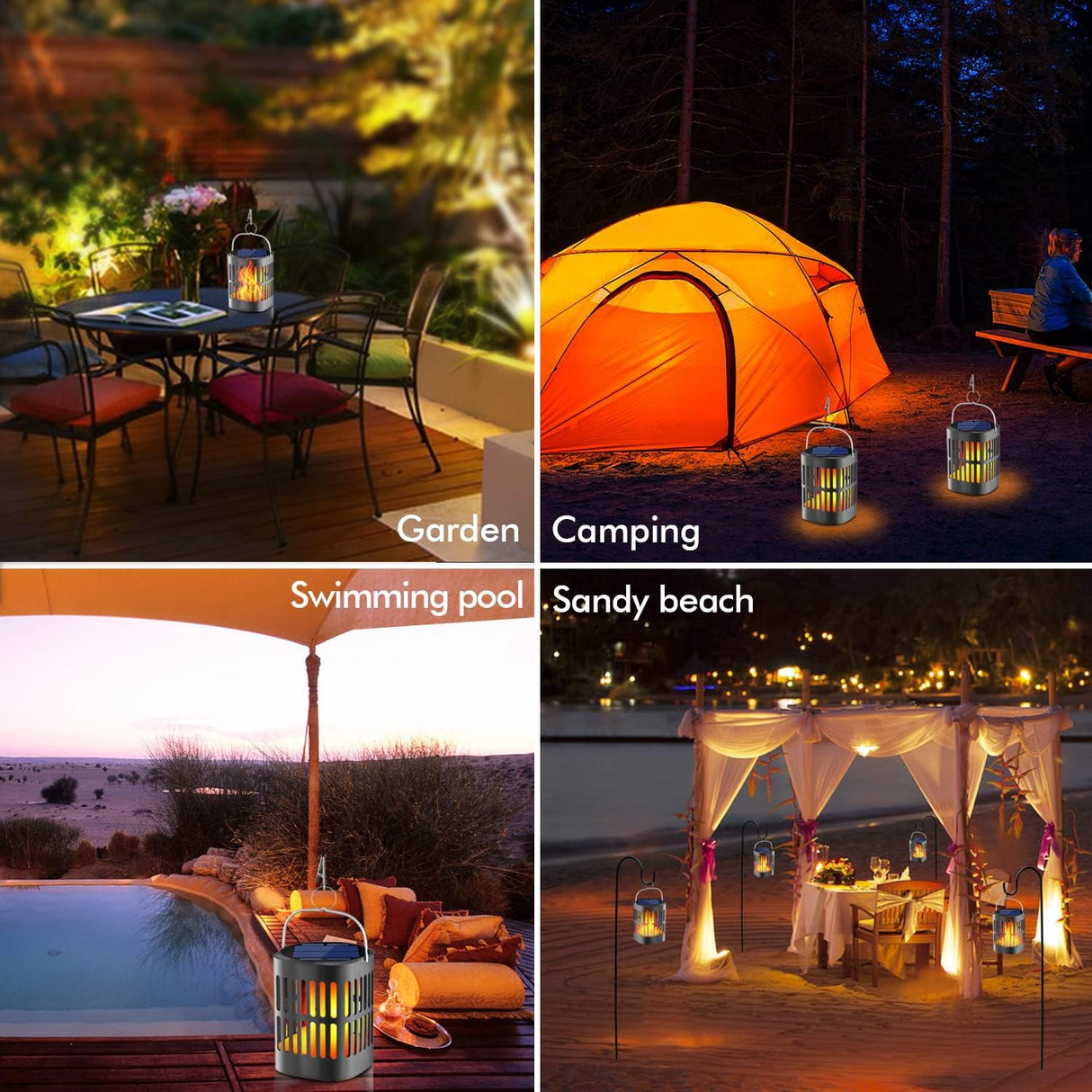 Solär LED Flamme lykta – Dekorativ utomhusbelysning för trädgård och terrass med hängmöjlighet Carvallo