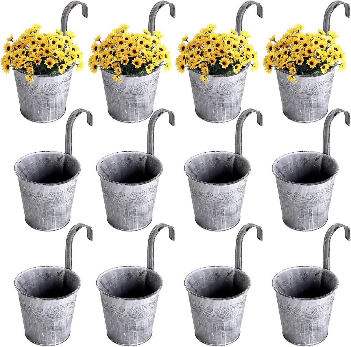 Hängande metallblomkruka i vintage design – Dekorativ blomkruka för inomhus- och utomhusbruk Carvallo