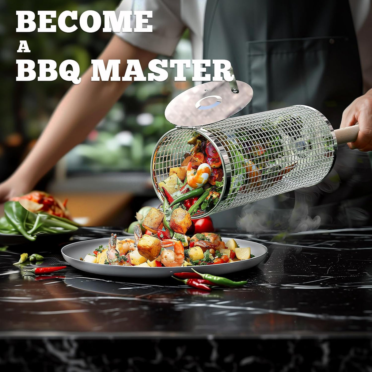 Premium Grillkorgar | Rostfritt Stål BBQ Verktyg för Utomhusmatlagning Carvallo