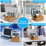 Carvallo ChargeDock Laddningsstation i bambu | 5-portars USB & Organiserare | För smartphone, surfplatta & smartklocka | Inkl. Kabelset Carvallo