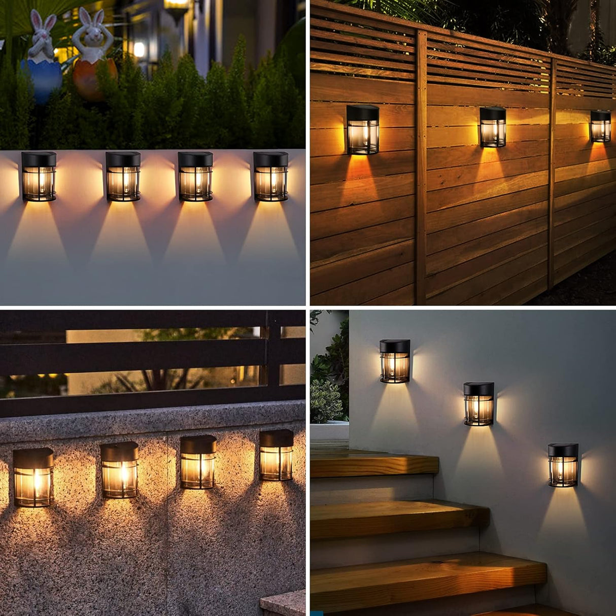 Utomhusvägglampa med glas och galler – LED trädgår belysning, väderbeständig för terrass & balkong Carvallo