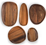 Oval Formed Akacia Wood Serving Plate Set Carvallo