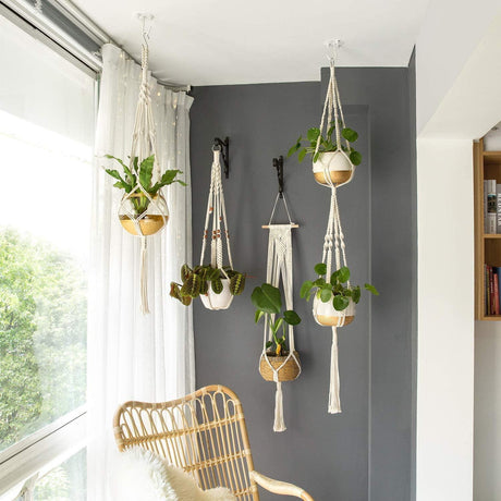 4-delad handgjord Boho Macrame växthållare set MILA Sverige