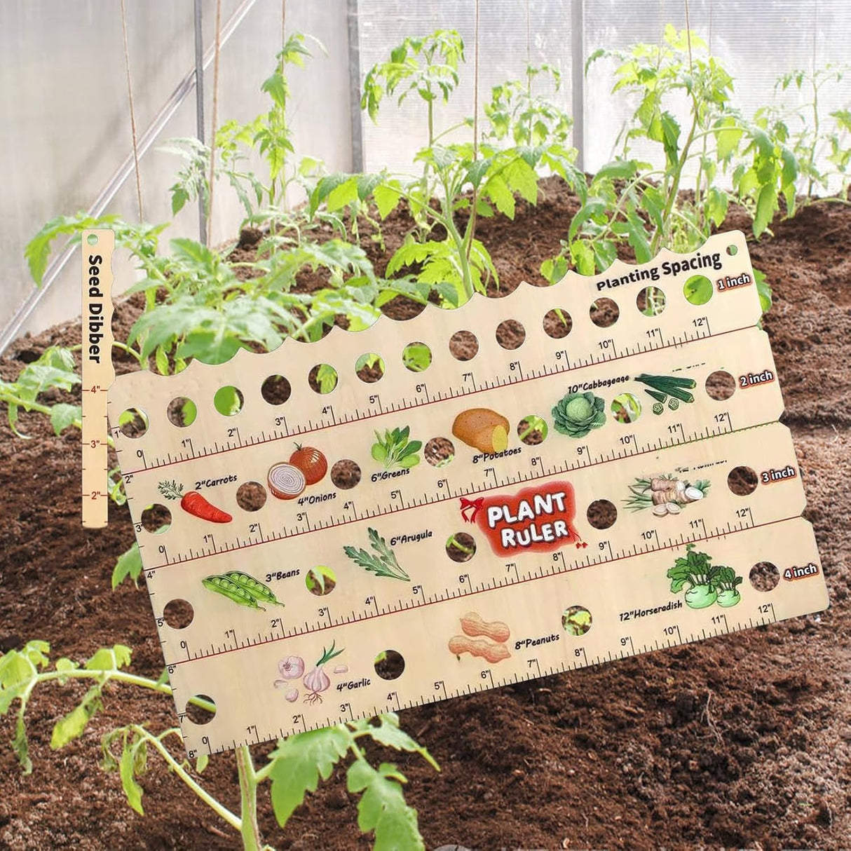 Holz Planterlinjal – Multifunktionellt frö-mätverktyg för trädgård Carvallo