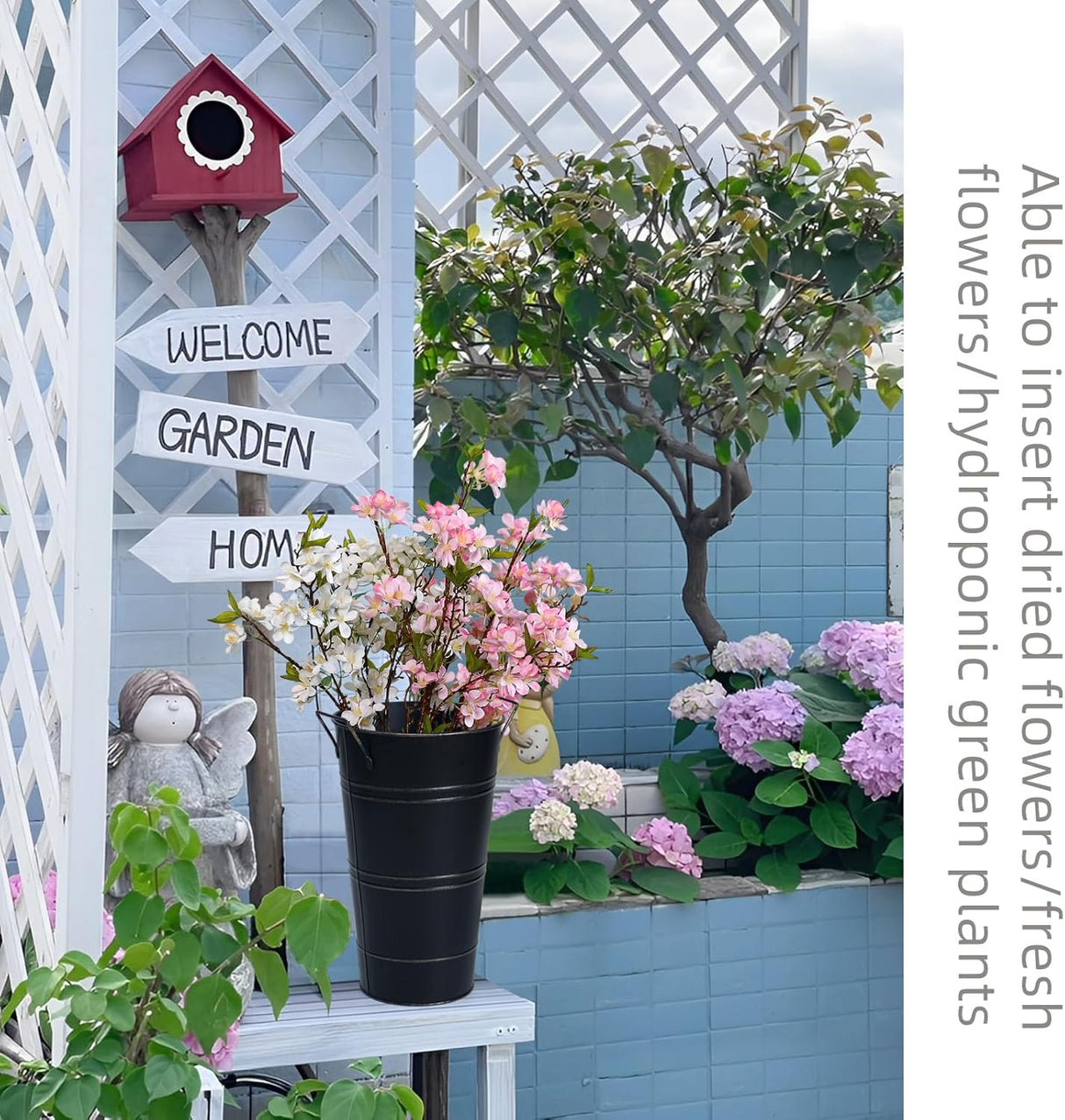 Retro Eisen-Blomkruka med handtag – Dekorativ metallblomkruka för hemmet Carvallo