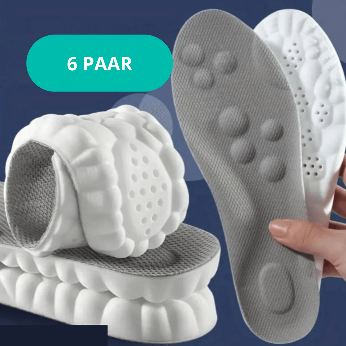 Carvallo 4D inläggssulor | Smärtfri fötter | Ergonomiskt stöd | Tvättbar & Anpassningsbar Carvallo