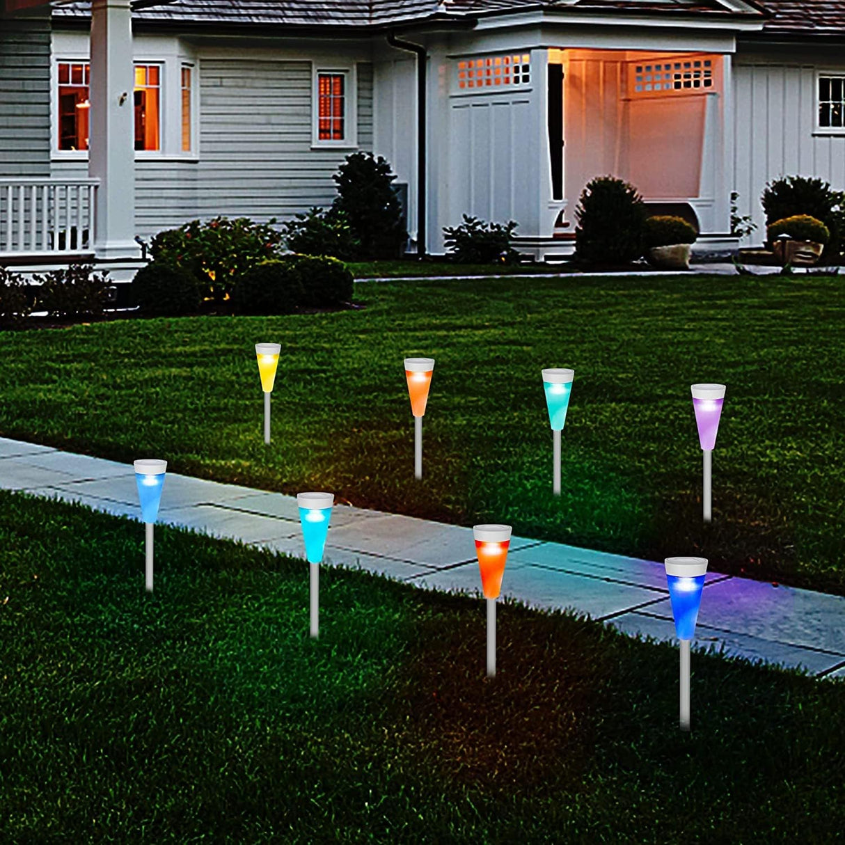 Solär LED trädgårdslampa med färgskift - Dekorativ utomhusbelysning för blomrabatter och gångvägar Carvallo